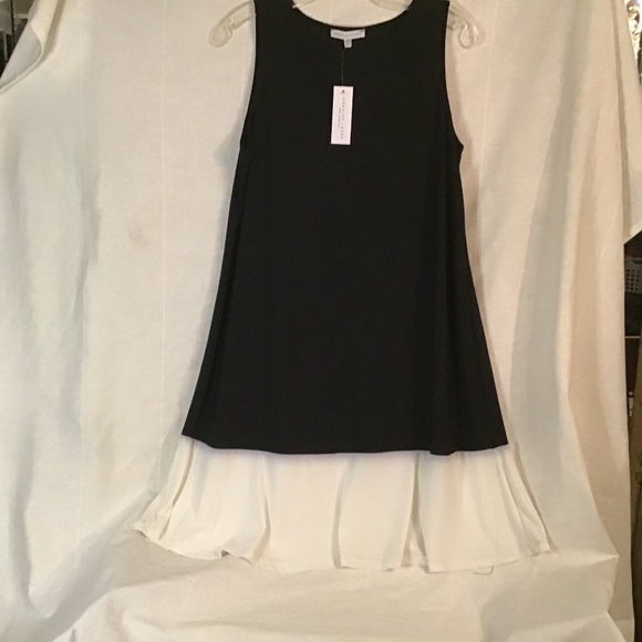 New- Sleeveless Black & White. Flowy A Line Silhouette Sz- L - Picture 1 of 7